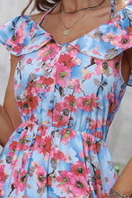 Load image into Gallery viewer, Floral Halter Neck Ruffle Hem Dress