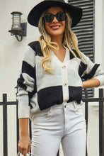 Load image into Gallery viewer, Plaid V-Neck Dropped Shoulder Cardigan