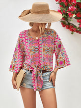 Load image into Gallery viewer, Tie Hem V-Neck Three-Quarter Sleeve Blouse