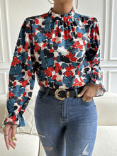 Load image into Gallery viewer, Floral Mock Neck Long Flounce Sleeve Blouse