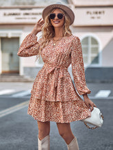 Load image into Gallery viewer, Long Sleeve Tie Waist Layered Dress