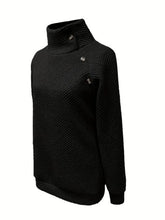 Load image into Gallery viewer, Buttoned Mock Neck Long Sleeve Sweatshirt