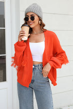 Load image into Gallery viewer, Fringe Trim Open Front Cardigan