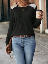 Load image into Gallery viewer, Round Neck Ribbed Long Sleeve T-Shirt