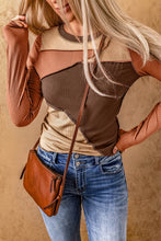 Load image into Gallery viewer, Color Block Exposed Seam Long Sleeve Top
