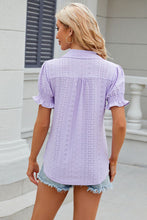 Load image into Gallery viewer, Eyelet Johnny Collar Short Sleeve Blouse