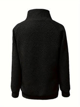 Load image into Gallery viewer, Buttoned Mock Neck Long Sleeve Sweatshirt