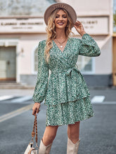 Load image into Gallery viewer, Long Sleeve Tie Waist Layered Dress