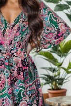 Load image into Gallery viewer, Printed V-Neck Long Sleeve Mini Dress