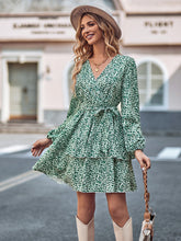 Load image into Gallery viewer, Long Sleeve Tie Waist Layered Dress