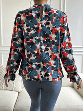 Load image into Gallery viewer, Floral Mock Neck Long Flounce Sleeve Blouse