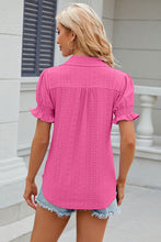 Load image into Gallery viewer, Eyelet Johnny Collar Short Sleeve Blouse