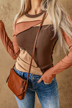 Load image into Gallery viewer, Color Block Exposed Seam Long Sleeve Top