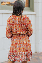 Load image into Gallery viewer, Printed Balloon Sleeve Tassel Tie Dress