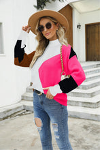 Load image into Gallery viewer, Woven Right Color Block Mock Neck Ribbed Trim Sweater