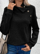 Load image into Gallery viewer, Buttoned Mock Neck Long Sleeve Sweatshirt