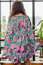Load image into Gallery viewer, Printed V-Neck Long Sleeve Mini Dress