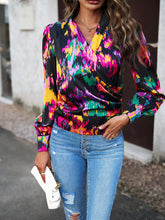Load image into Gallery viewer, Printed Surplice Neck Long Sleeve Blouse