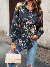 Load image into Gallery viewer, Printed Button-Up Lantern Sleeve Shirt