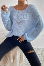 Load image into Gallery viewer, Openwork Boat Neck Dropped Shoulder Sweater