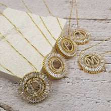 Load image into Gallery viewer, Initial Pendant Sunburst Necklace: L
