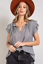 Load image into Gallery viewer, TIERED RUFFLE SLEEVE SHORT SLEEVE BLOUSE
