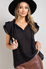 Load image into Gallery viewer, TIERED RUFFLE SLEEVE SHORT SLEEVE BLOUSE
