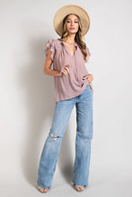 Load image into Gallery viewer, TIERED RUFFLE SLEEVE SHORT SLEEVE BLOUSE
