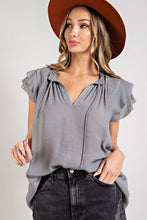 Load image into Gallery viewer, TIERED RUFFLE SLEEVE SHORT SLEEVE BLOUSE
