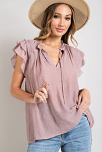 Load image into Gallery viewer, TIERED RUFFLE SLEEVE SHORT SLEEVE BLOUSE
