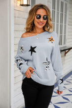 Load image into Gallery viewer, Star Pattern Round Neck Dropped Shoulder Sweater
