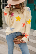 Load image into Gallery viewer, Star Pattern Round Neck Fuzzy Sweater
