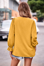 Load image into Gallery viewer, Swiss Dot Notched Neck Flounce Sleeve Blouse
